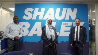 Mayoral candidate Shaun Bailey with Rakhia Ismail and London minister Paul Scully